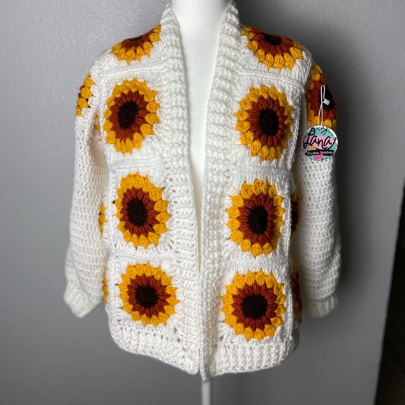 Sunflower granny square crochet cardigan